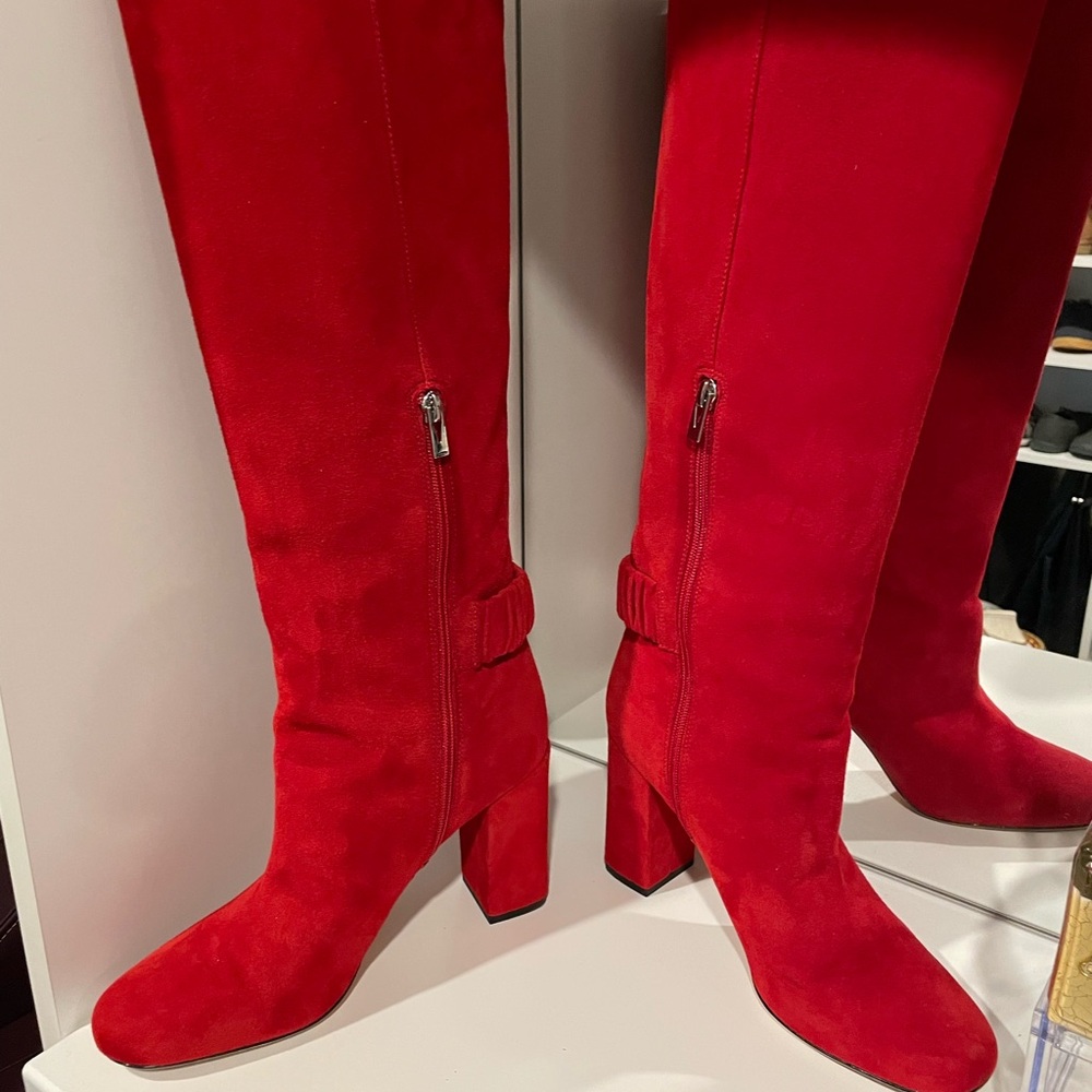 Via Spiga Red Suede Knee-High Boots